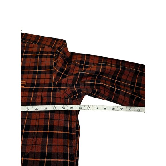 C.C. Filson Brown Plaid Button Up Shirt Long Sleeve Men's Large Cotton - Picture 8 of 9